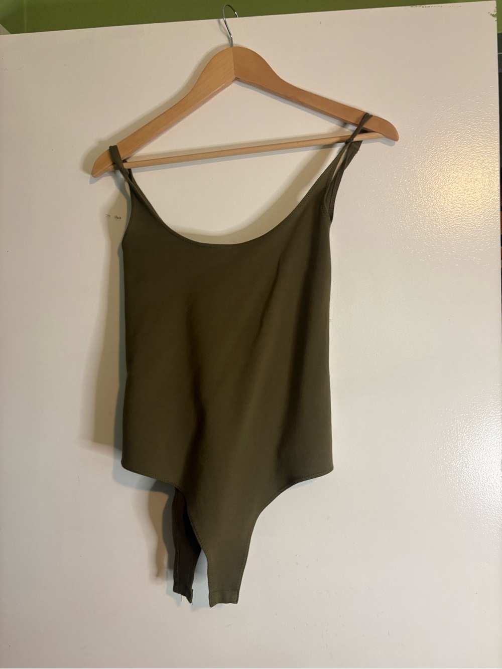 Fashion Nova Olive Green Asymmetric Strap Bodysuit